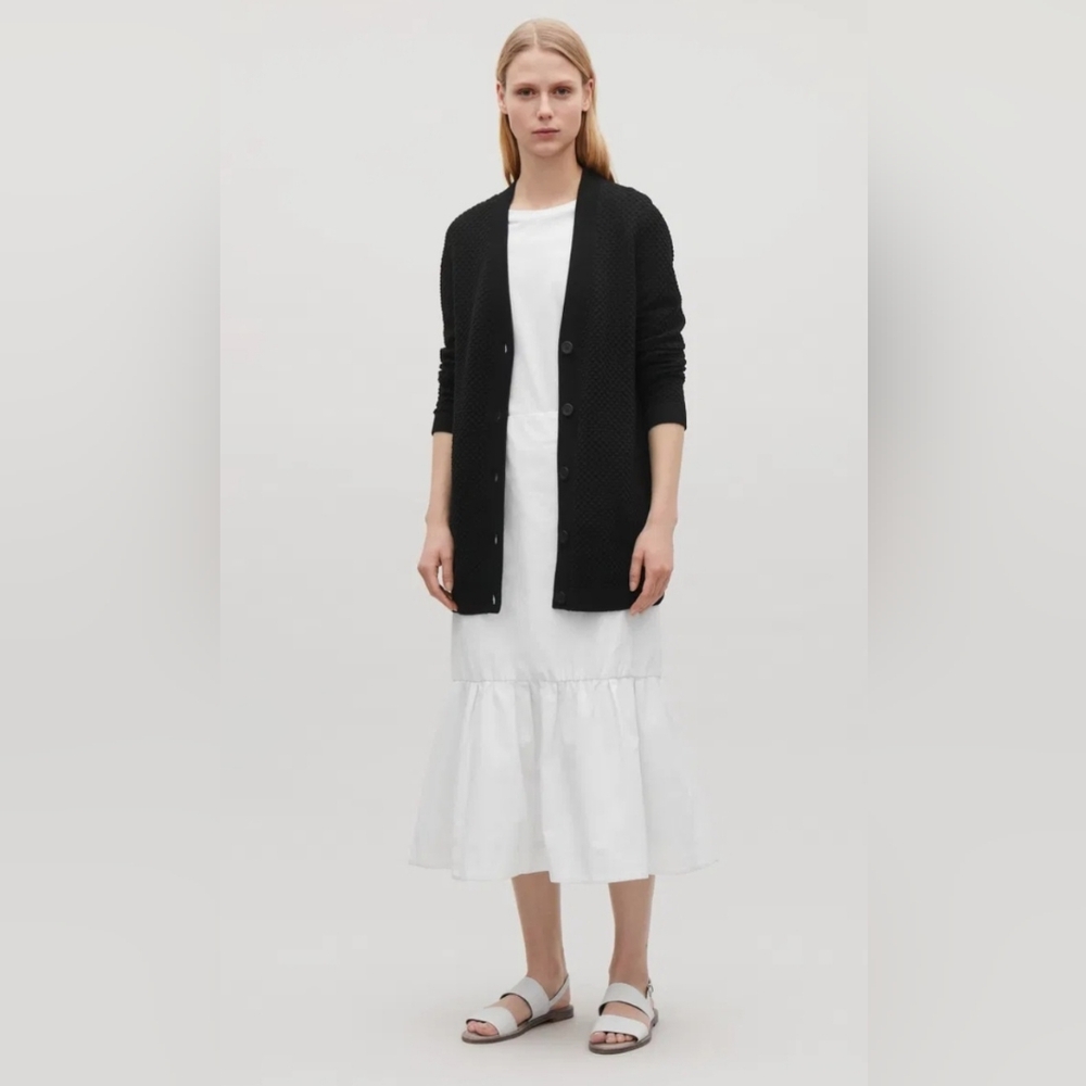 COS Cardigan Black Size Small Textured Cotton